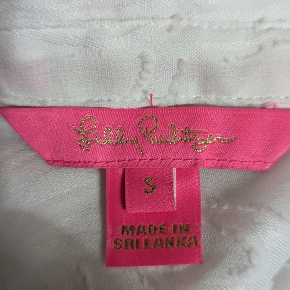 Lilly Pulitzer White Sheer Tunic Blouse Cover Up Button Down Top Size Small - Picture 10 of 10